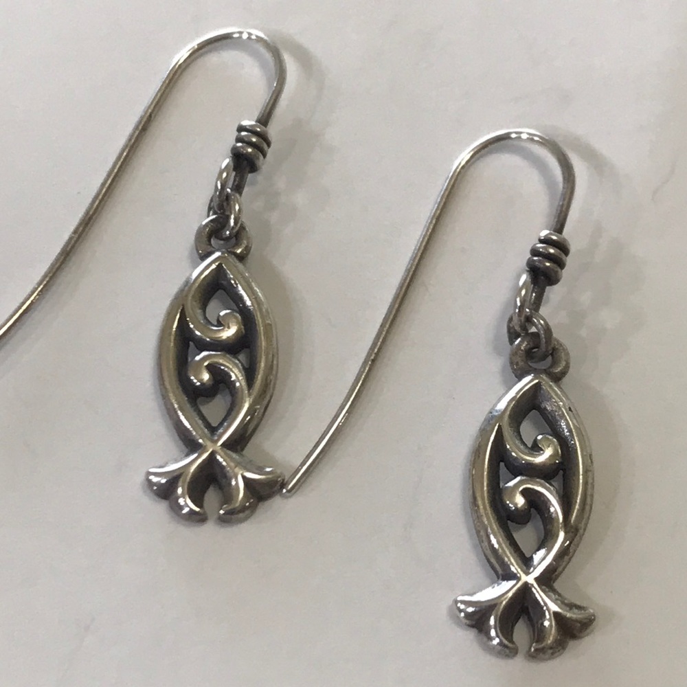 James Avery ss fish ichthus earrings